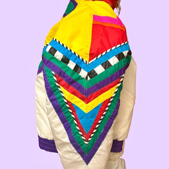 RARE Vintage Retro 80s/90s Colorful Abstract Geometric Ski Jacket, Size Medium - Picture 4 of 15